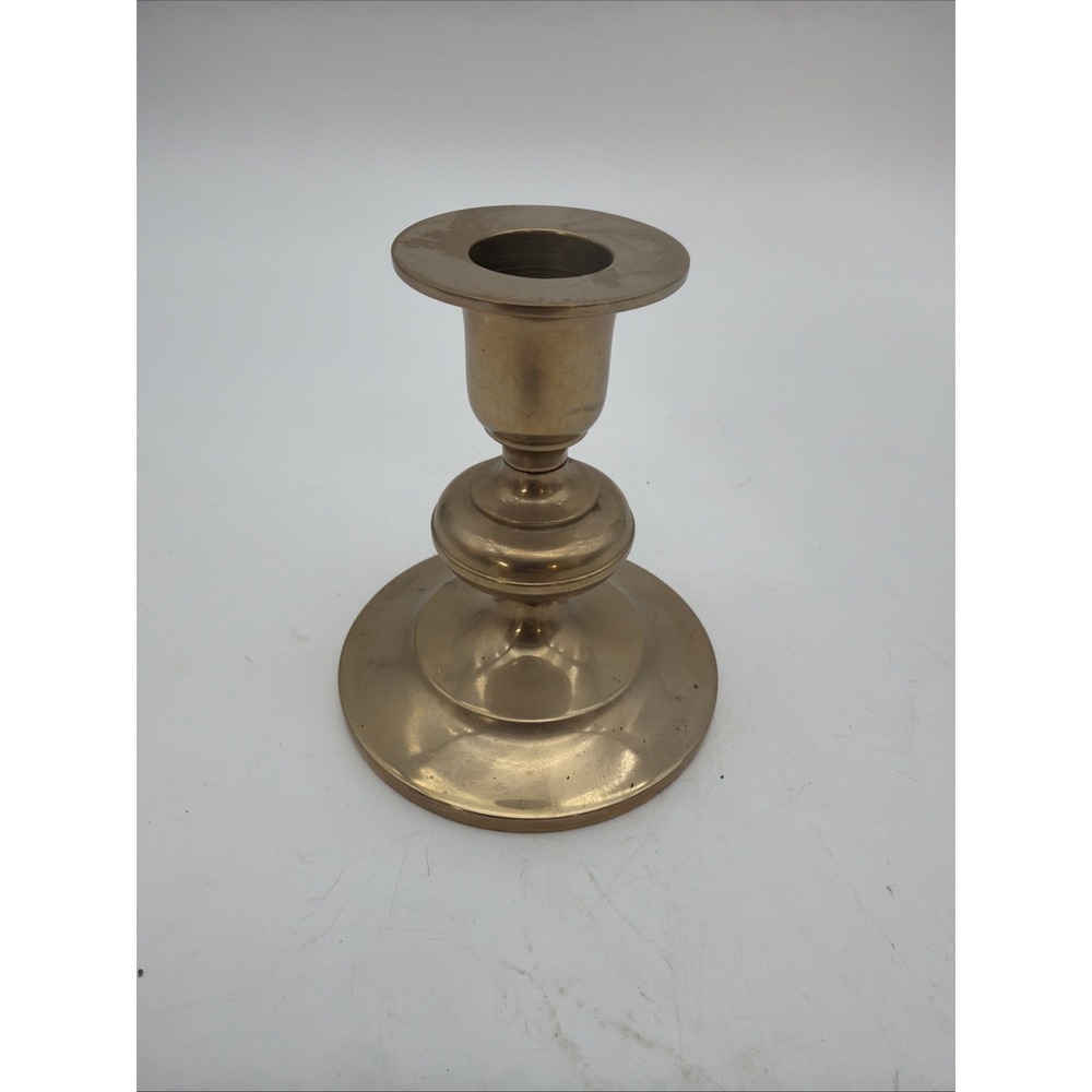 vintage gold-toned brass candlestick holder 3 3/4"